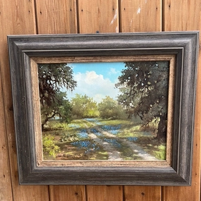 FRAMED BLUEBONNET OIL PAINTING BY SLAUGHTER classic mural painting