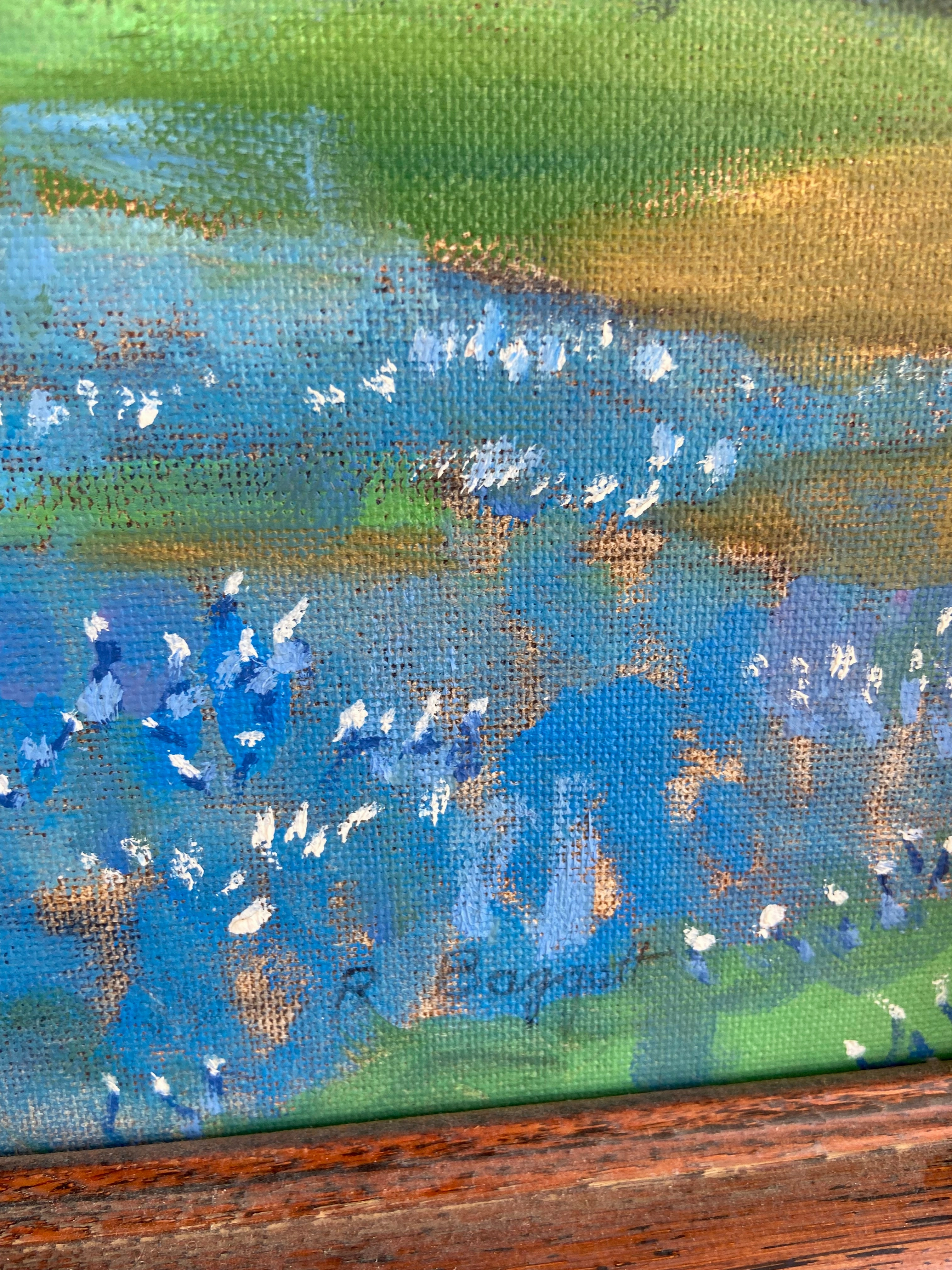 FRAMED BLUEBONNET OIL PAINTING