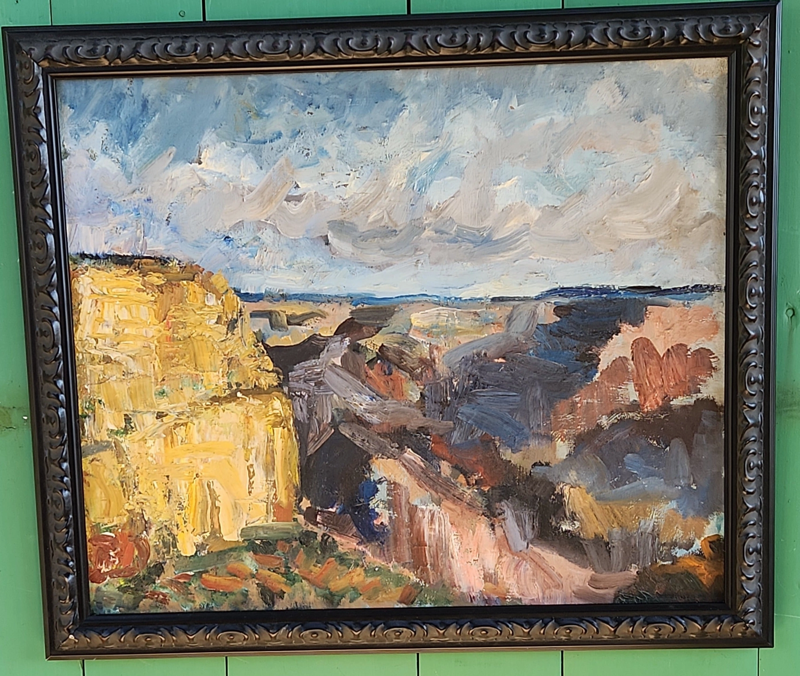 FRAMED BOLD IMPRESSIONIST OIL PAINTING OF A CAYON classic mural painting