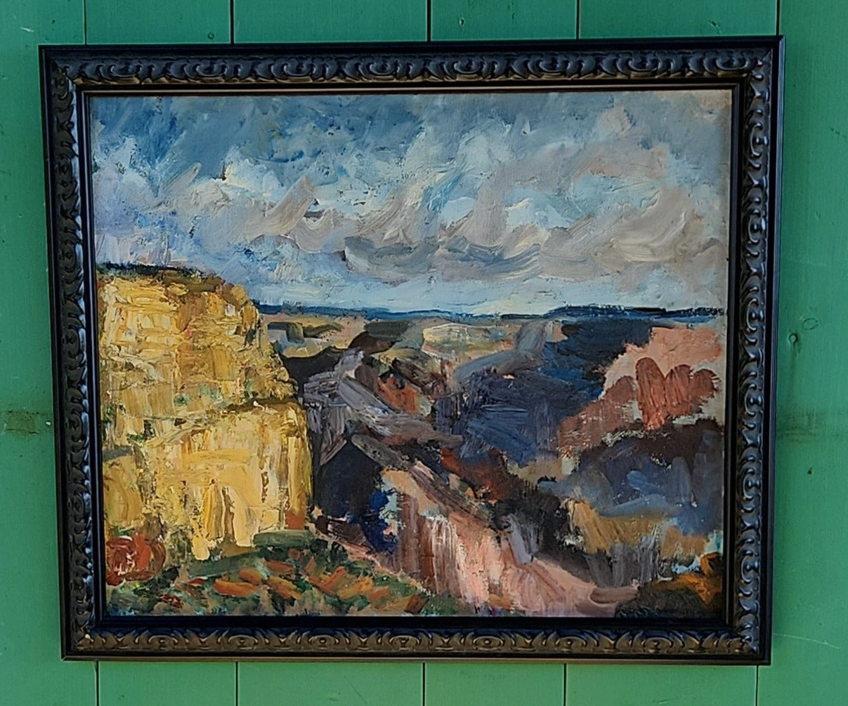 FRAMED BOLD IMPRESSIONIST OIL PAINTING OF A CAYON