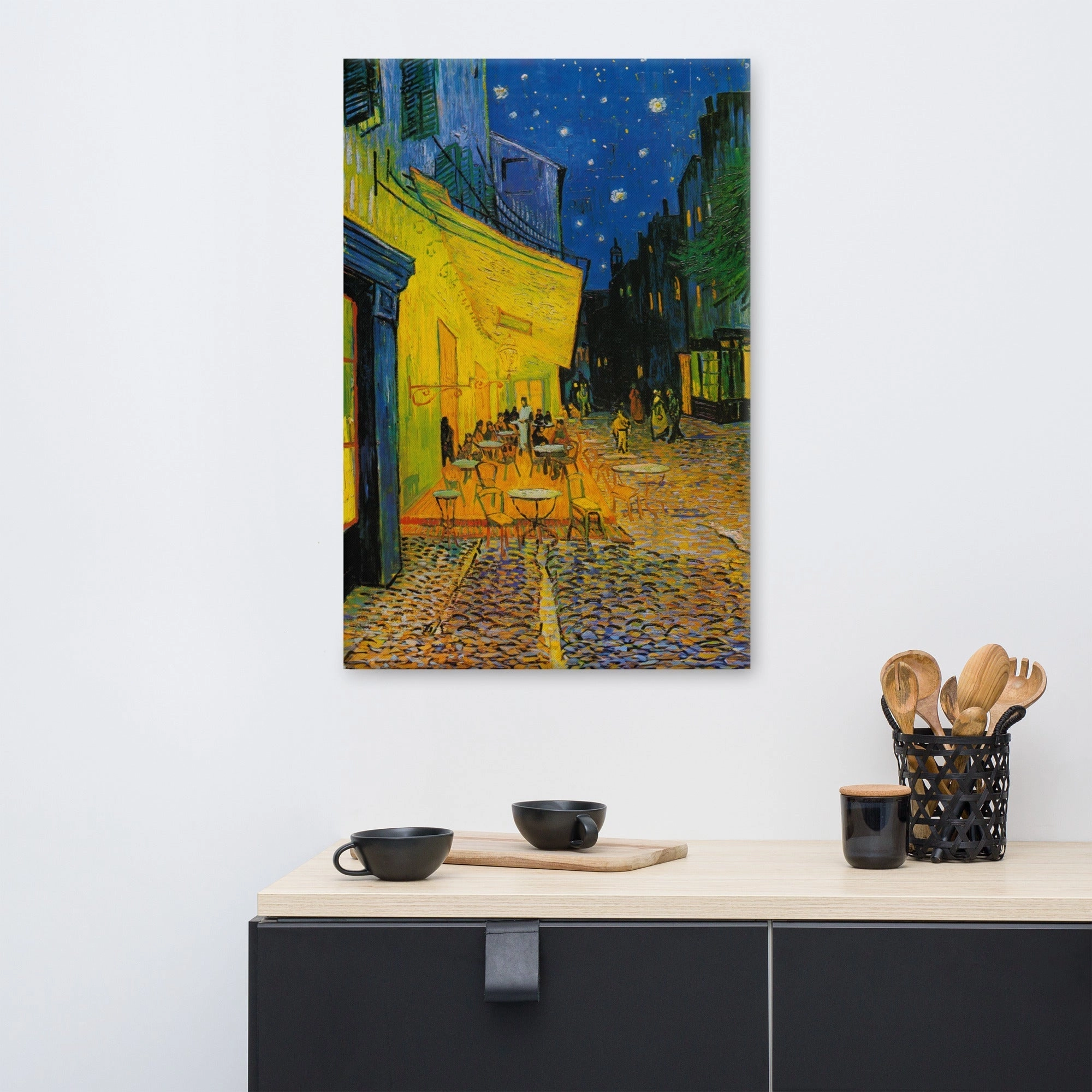 Framed canvas - Cafe terrace in the evening