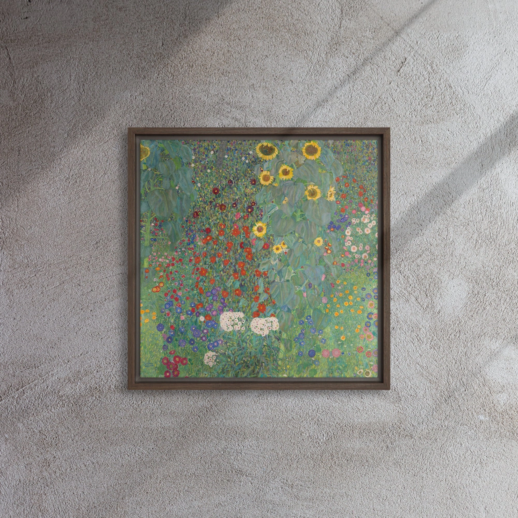 Framed Canvas - Gustav Klimt, Garden with Sunflowers