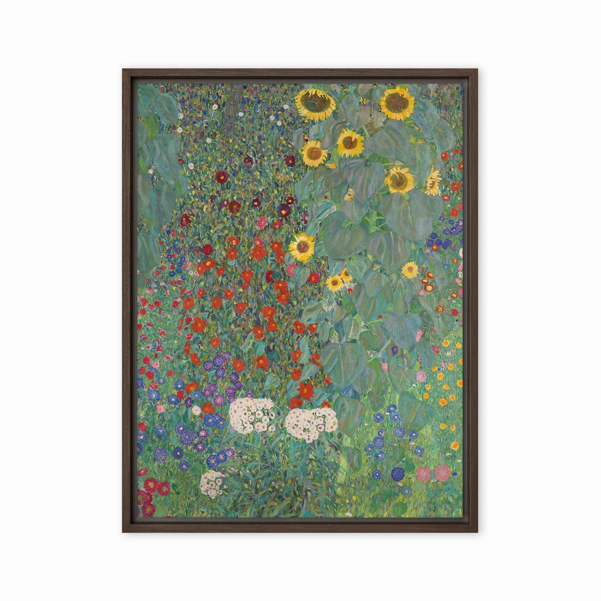 Framed Canvas - Gustav Klimt, Garden with Sunflowers