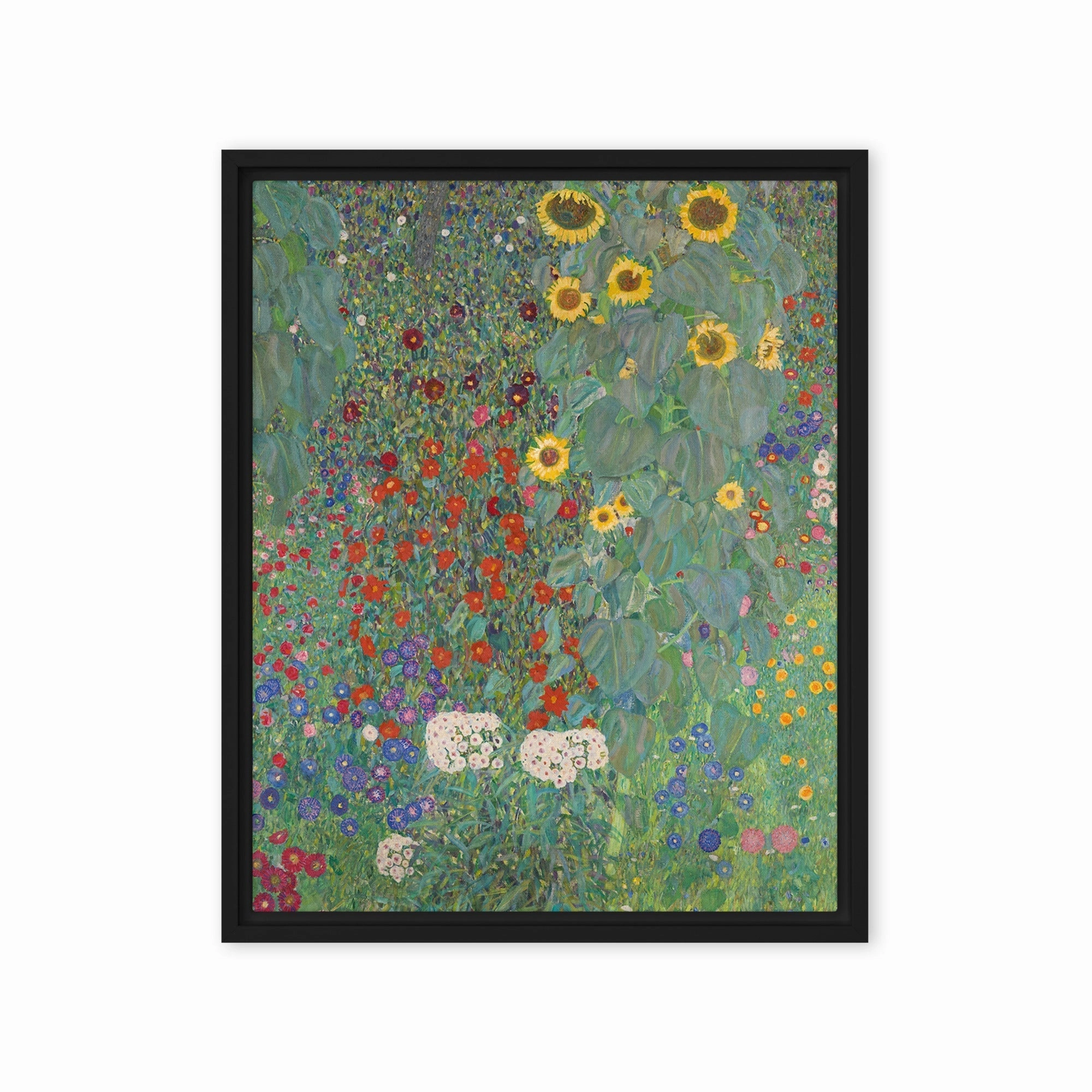Framed Canvas - Gustav Klimt, Garden with Sunflowers