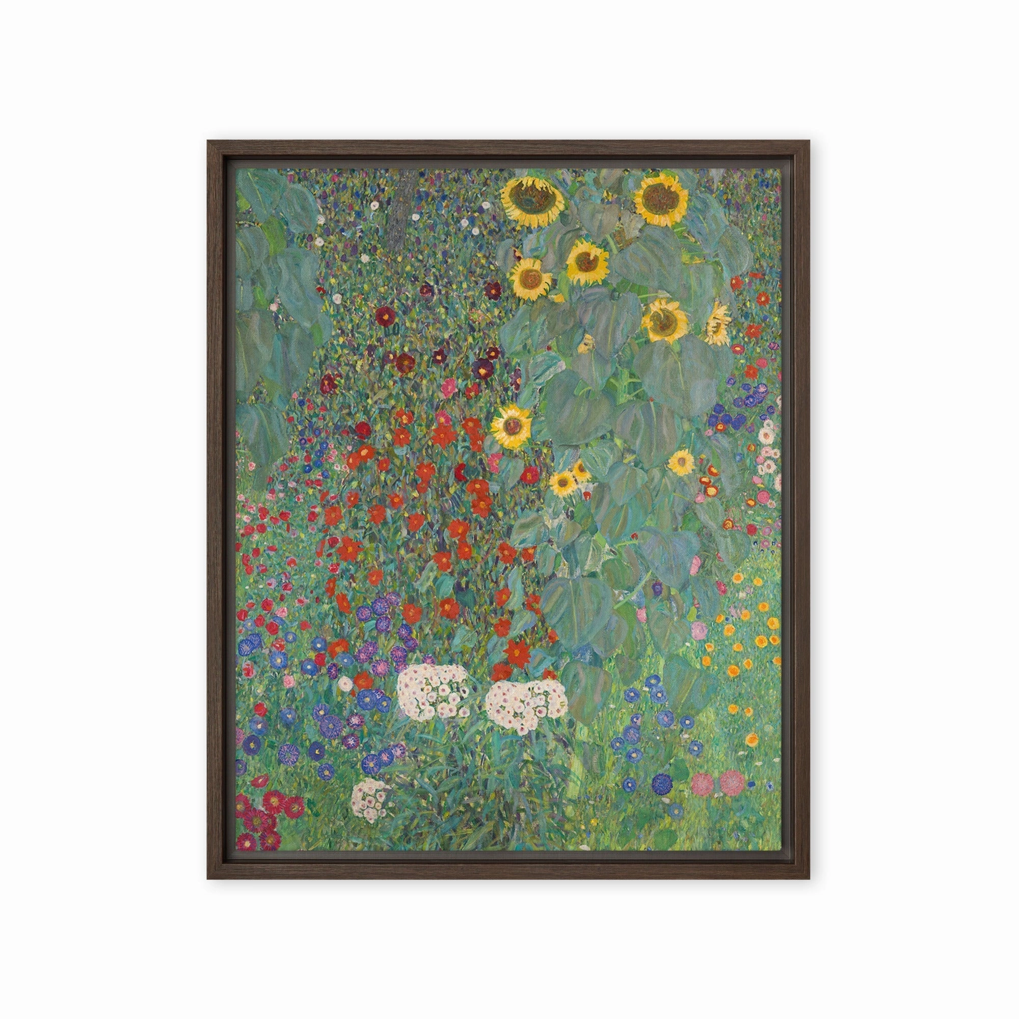 Framed Canvas - Gustav Klimt, Garden with Sunflowers