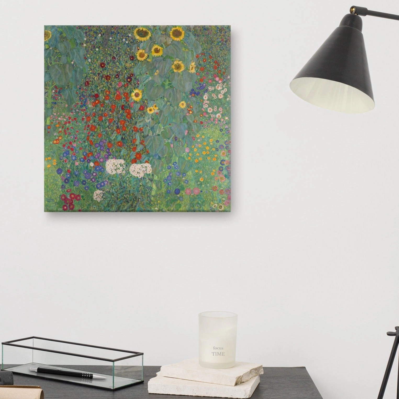 Framed Canvas - Gustav Klimt, Garden with Sunflowers