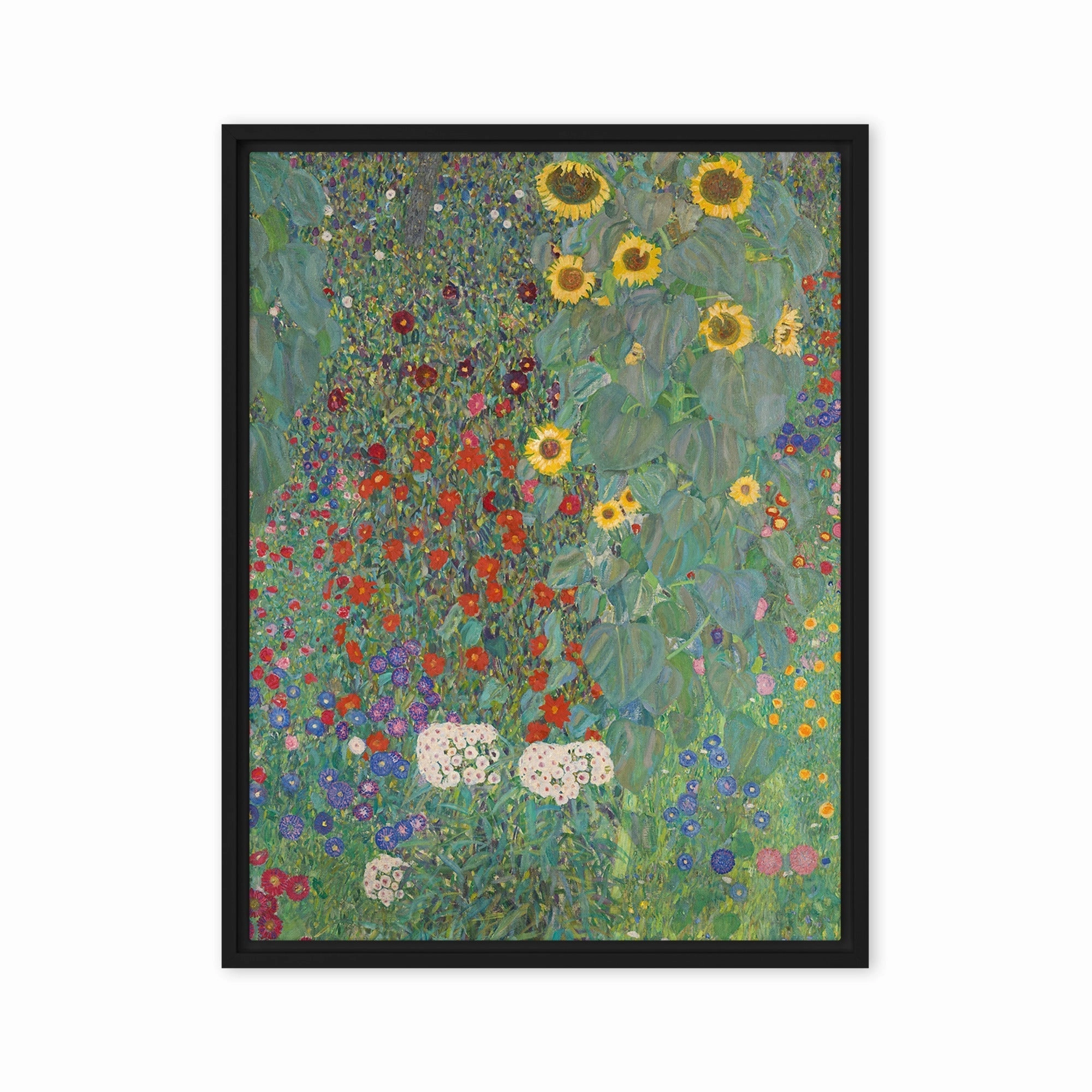 Framed Canvas - Gustav Klimt, Garden with Sunflowers