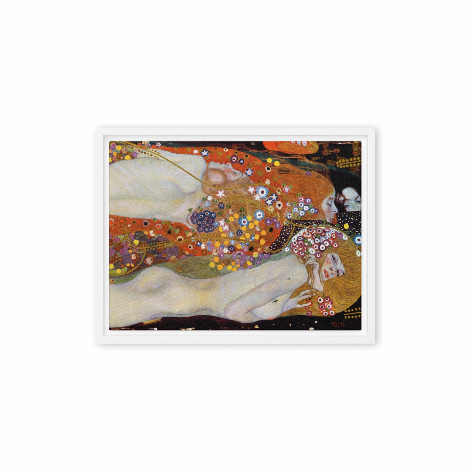 Framed Canvas - Gustav Klimt, Water Serpents II