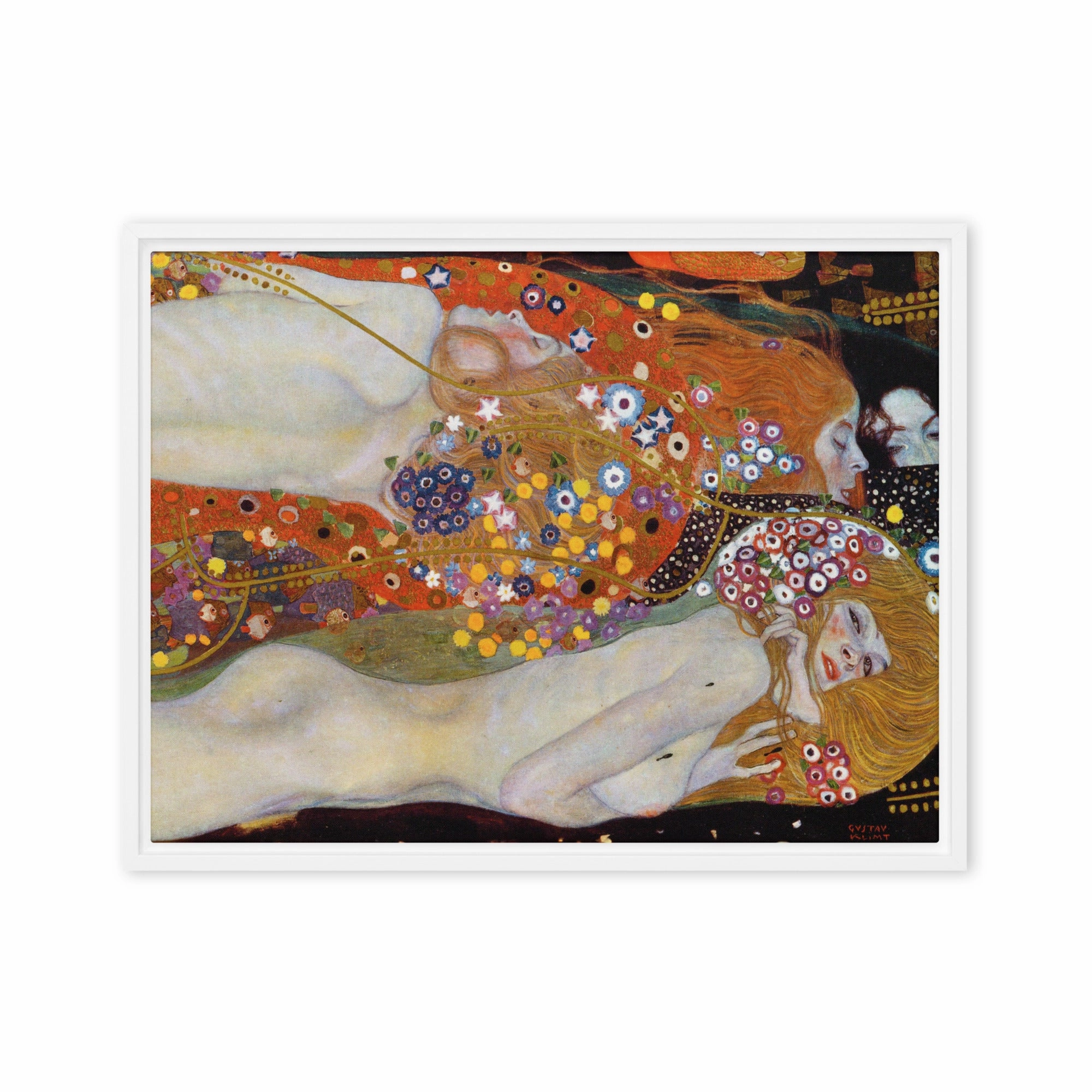Framed Canvas - Gustav Klimt, Water Serpents II