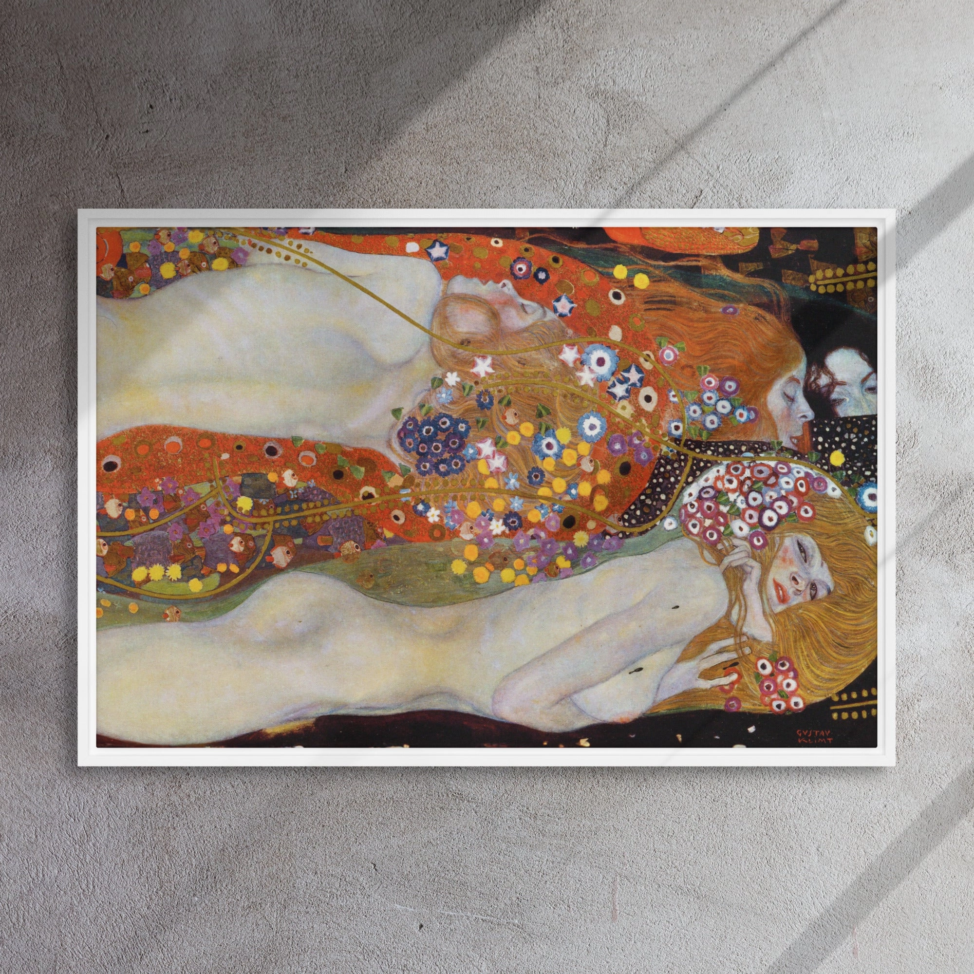 Framed Canvas - Gustav Klimt, Water Serpents II