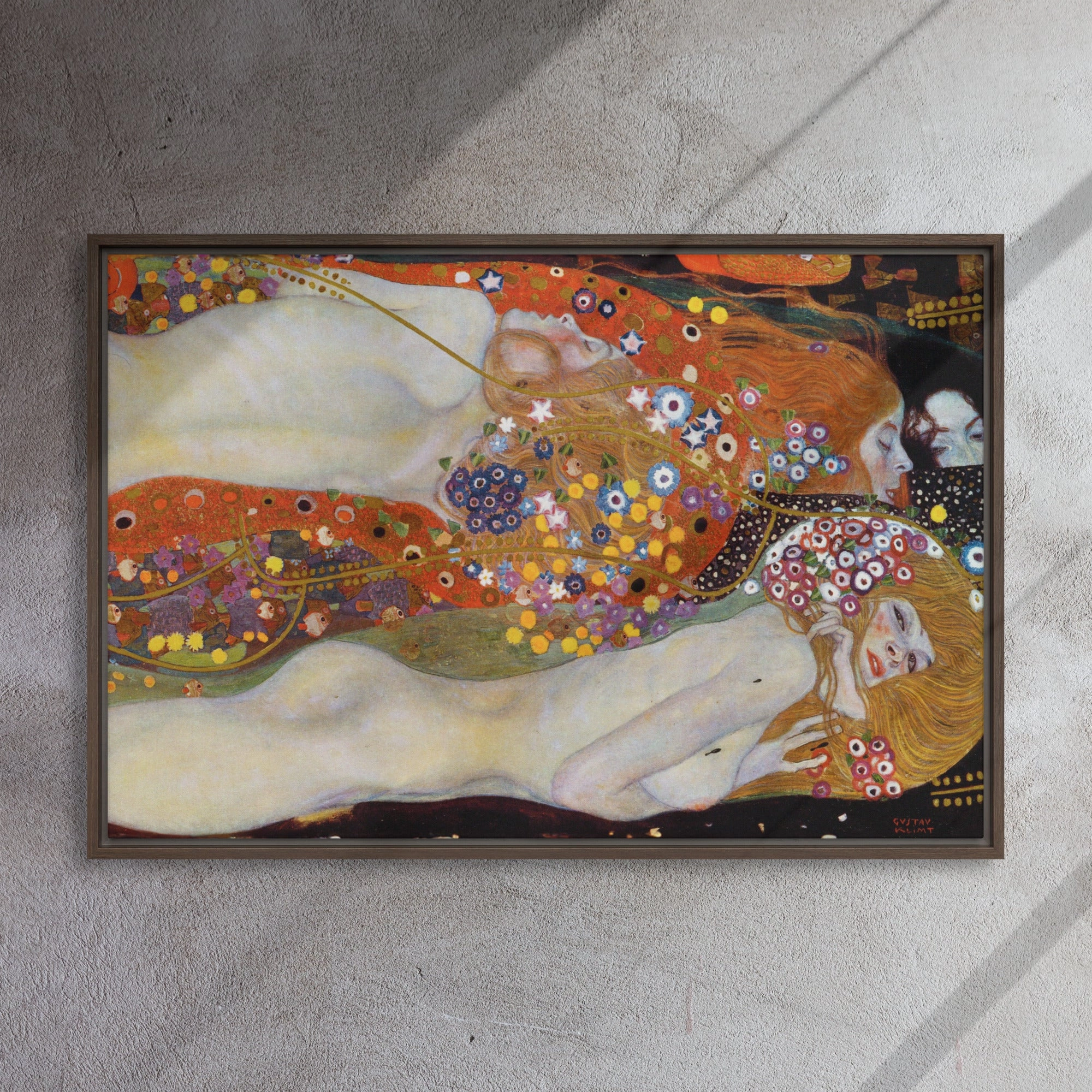 Framed Canvas - Gustav Klimt, Water Serpents II