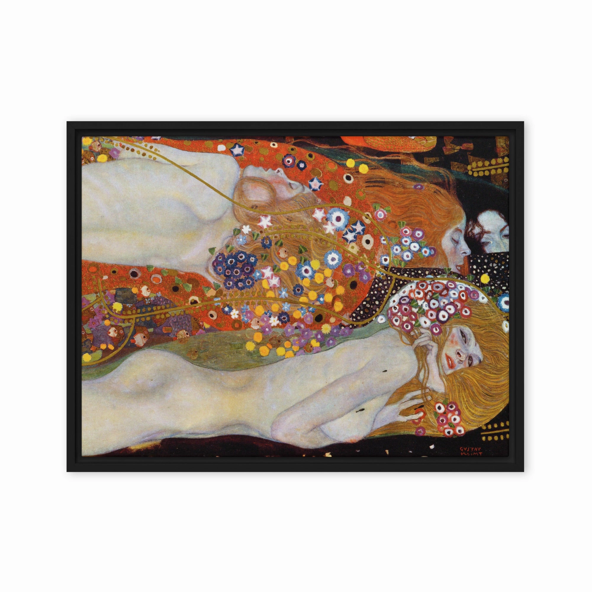 Framed Canvas - Gustav Klimt, Water Serpents II