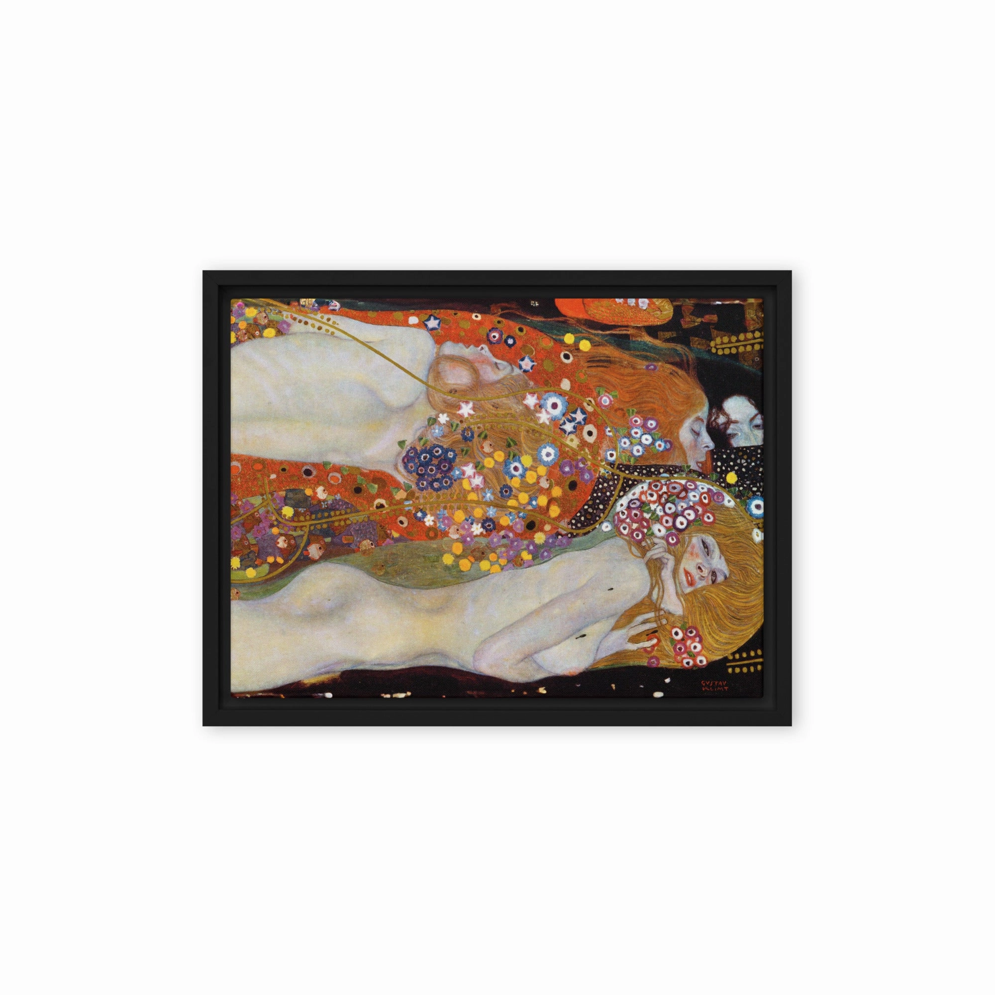 Framed Canvas - Gustav Klimt, Water Serpents II