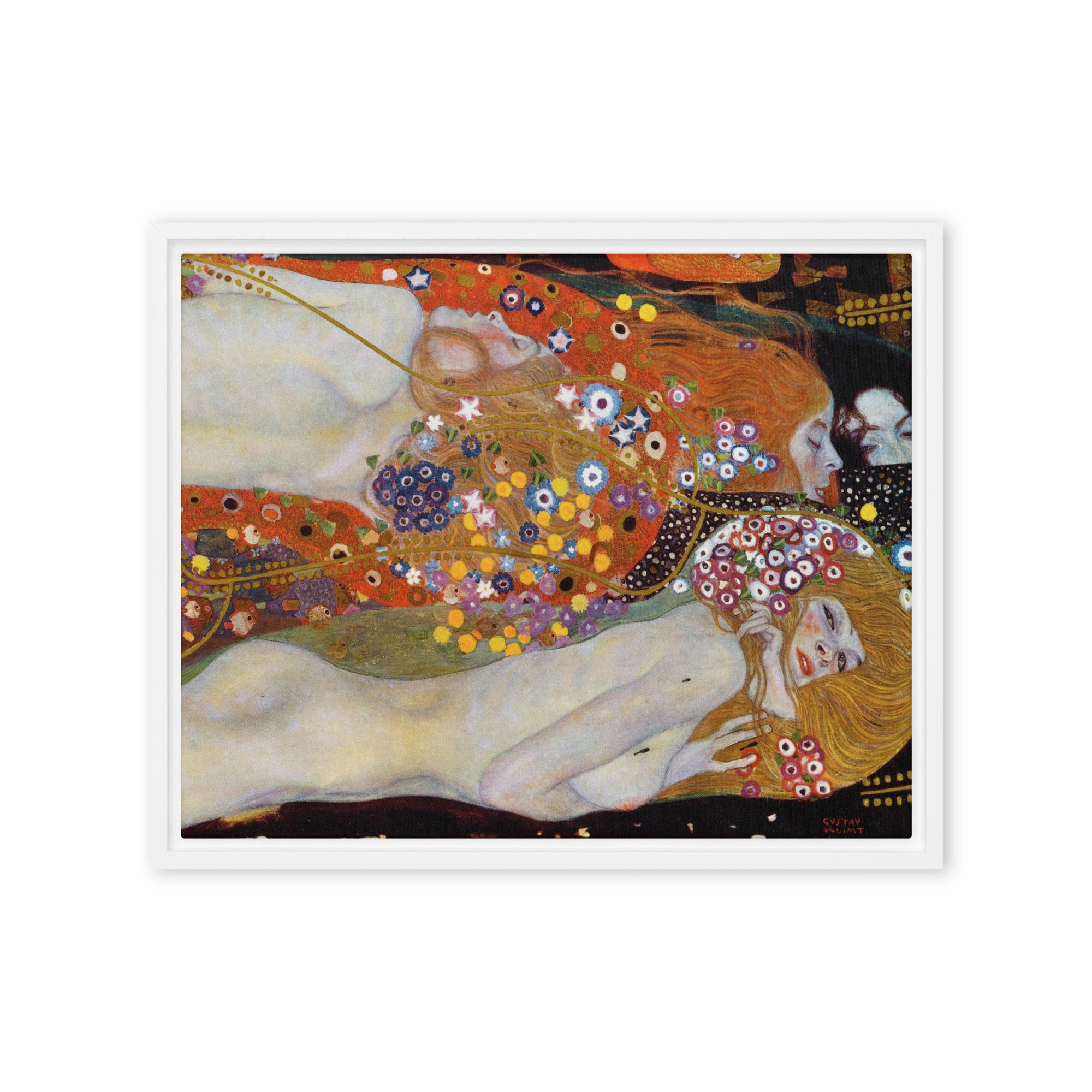 Framed Canvas - Gustav Klimt, Water Serpents II