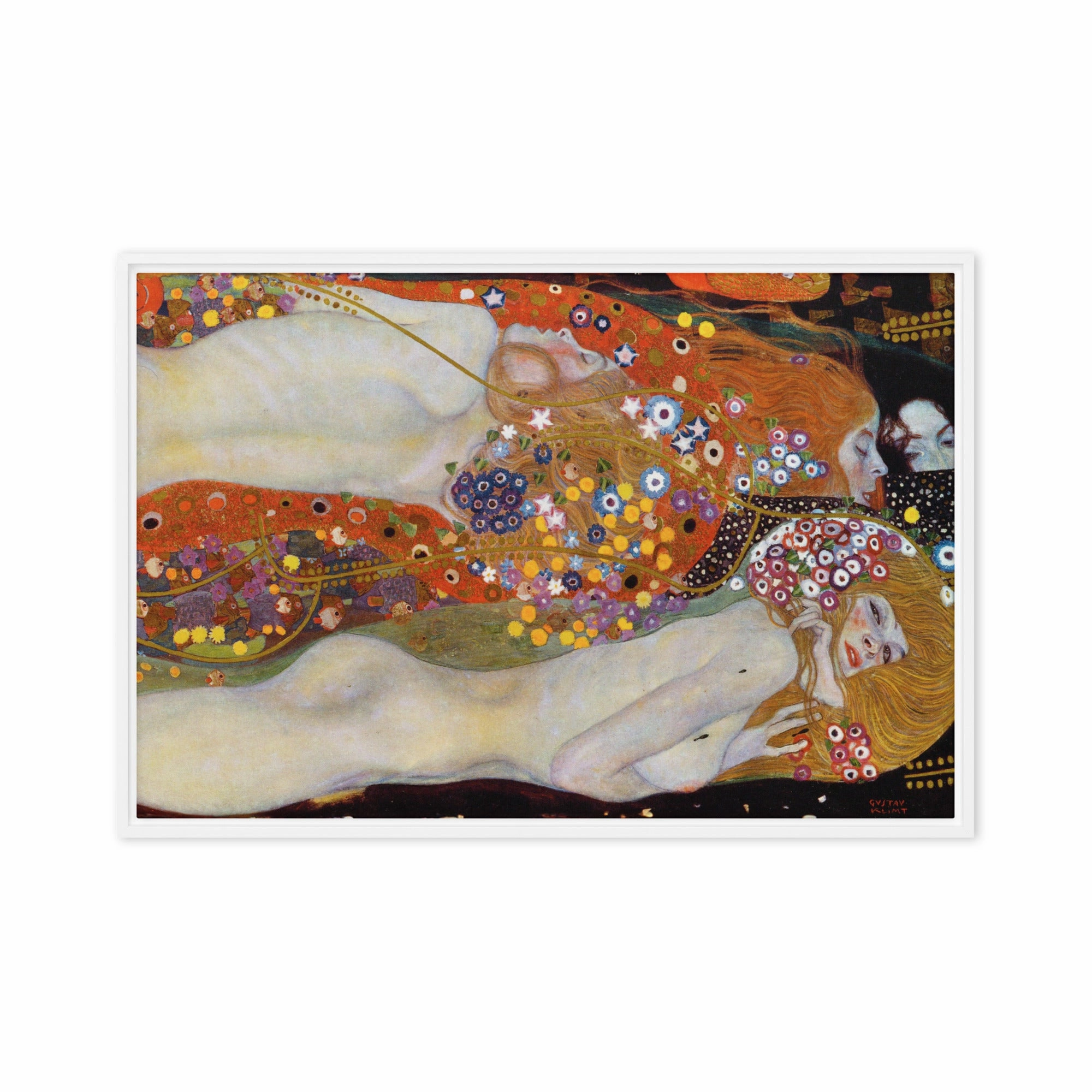 Framed Canvas - Gustav Klimt, Water Serpents II