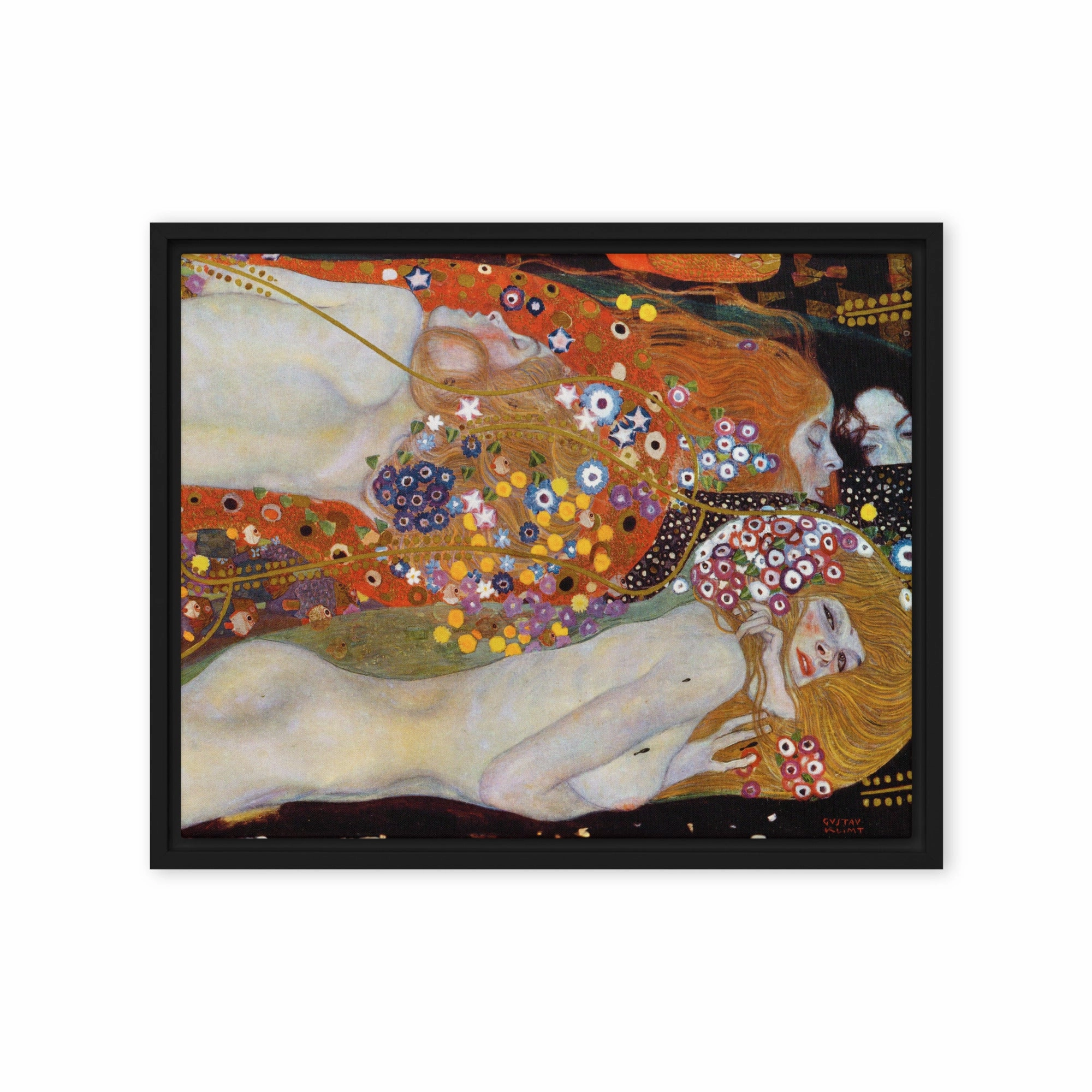 Framed Canvas - Gustav Klimt, Water Serpents II