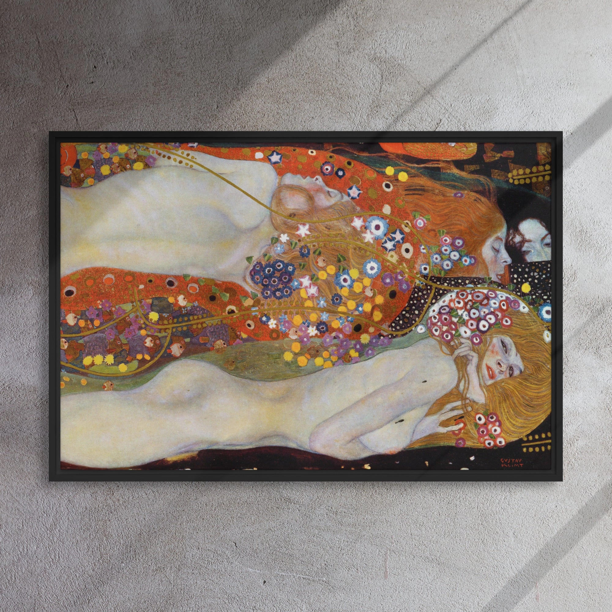 Framed Canvas - Gustav Klimt, Water Serpents II