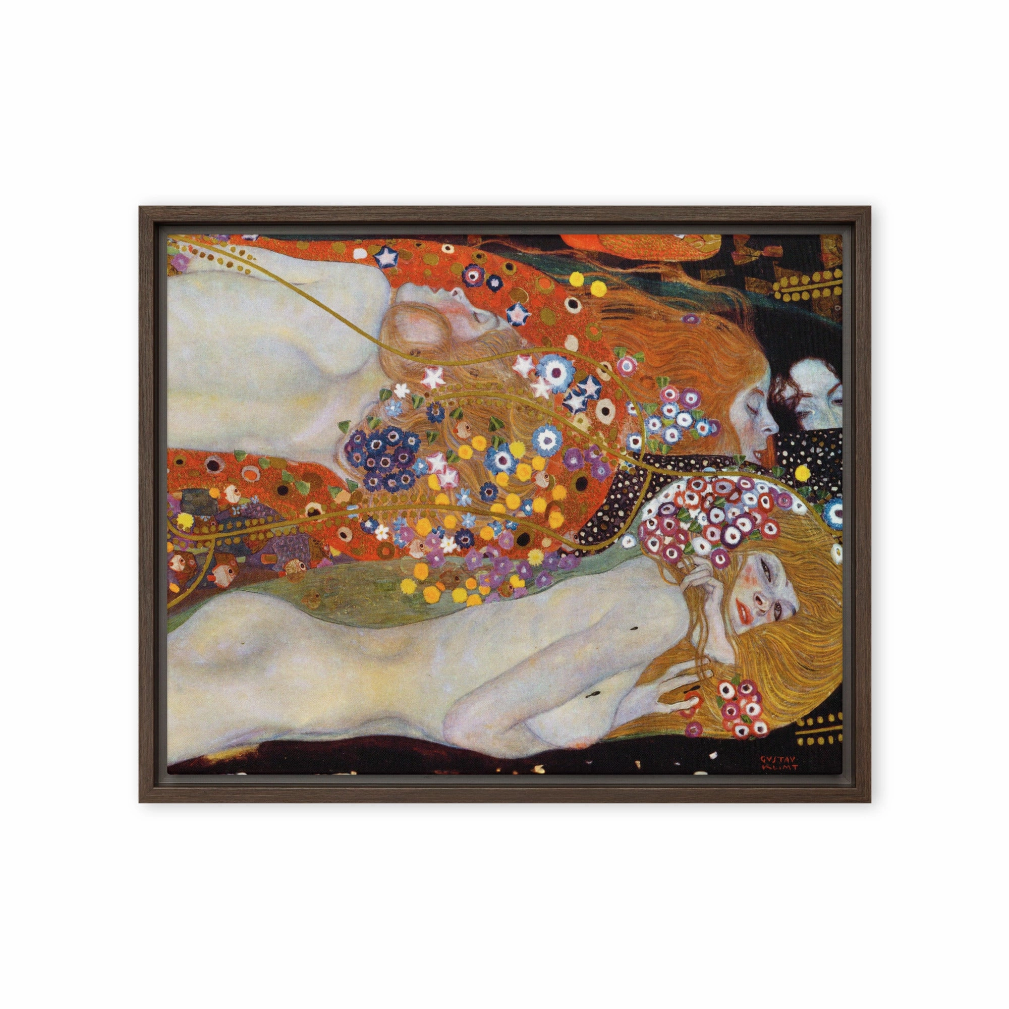 Framed Canvas - Gustav Klimt, Water Serpents II