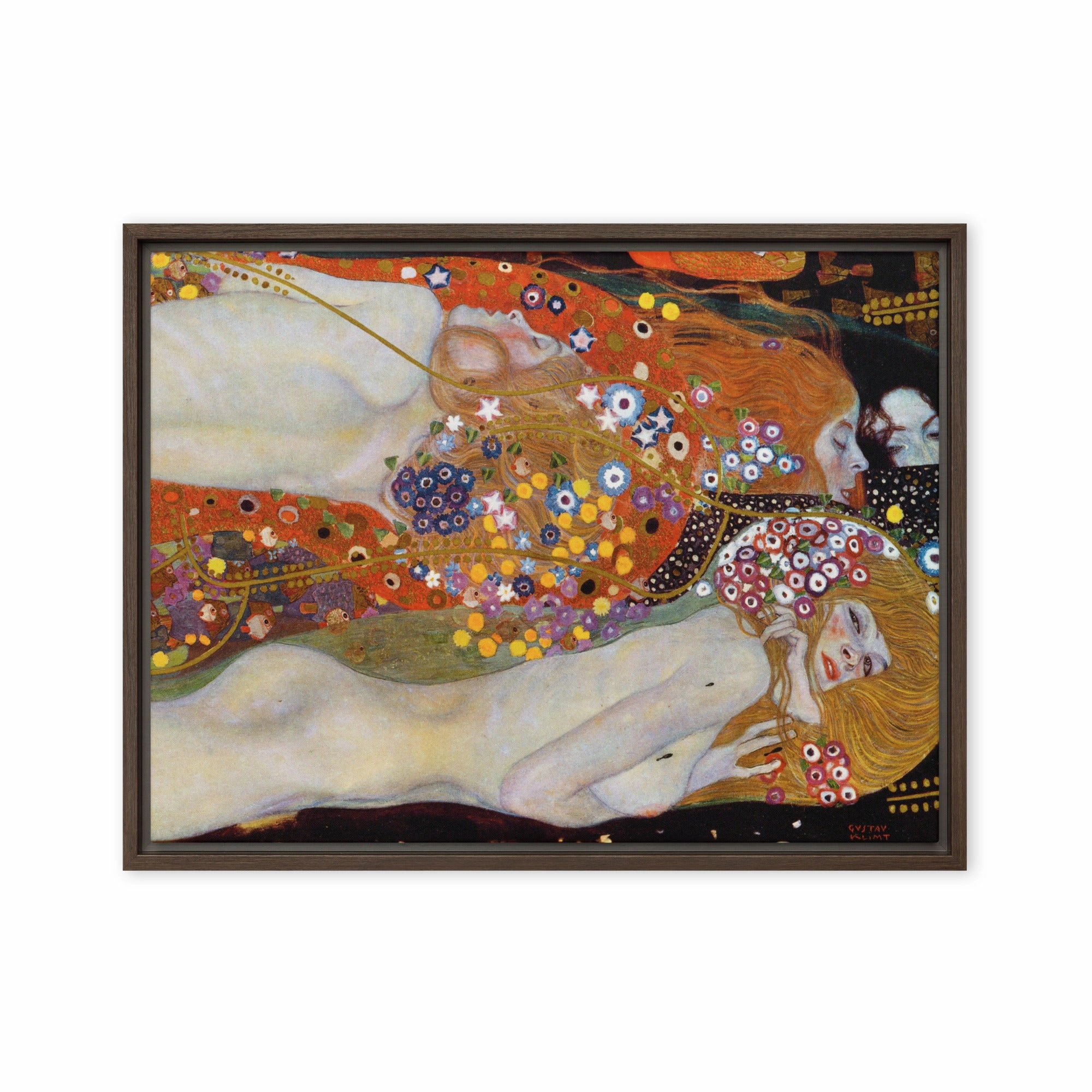 Framed Canvas - Gustav Klimt, Water Serpents II