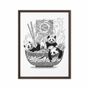 Framed Canvas - Panda Ramen canvas mural art