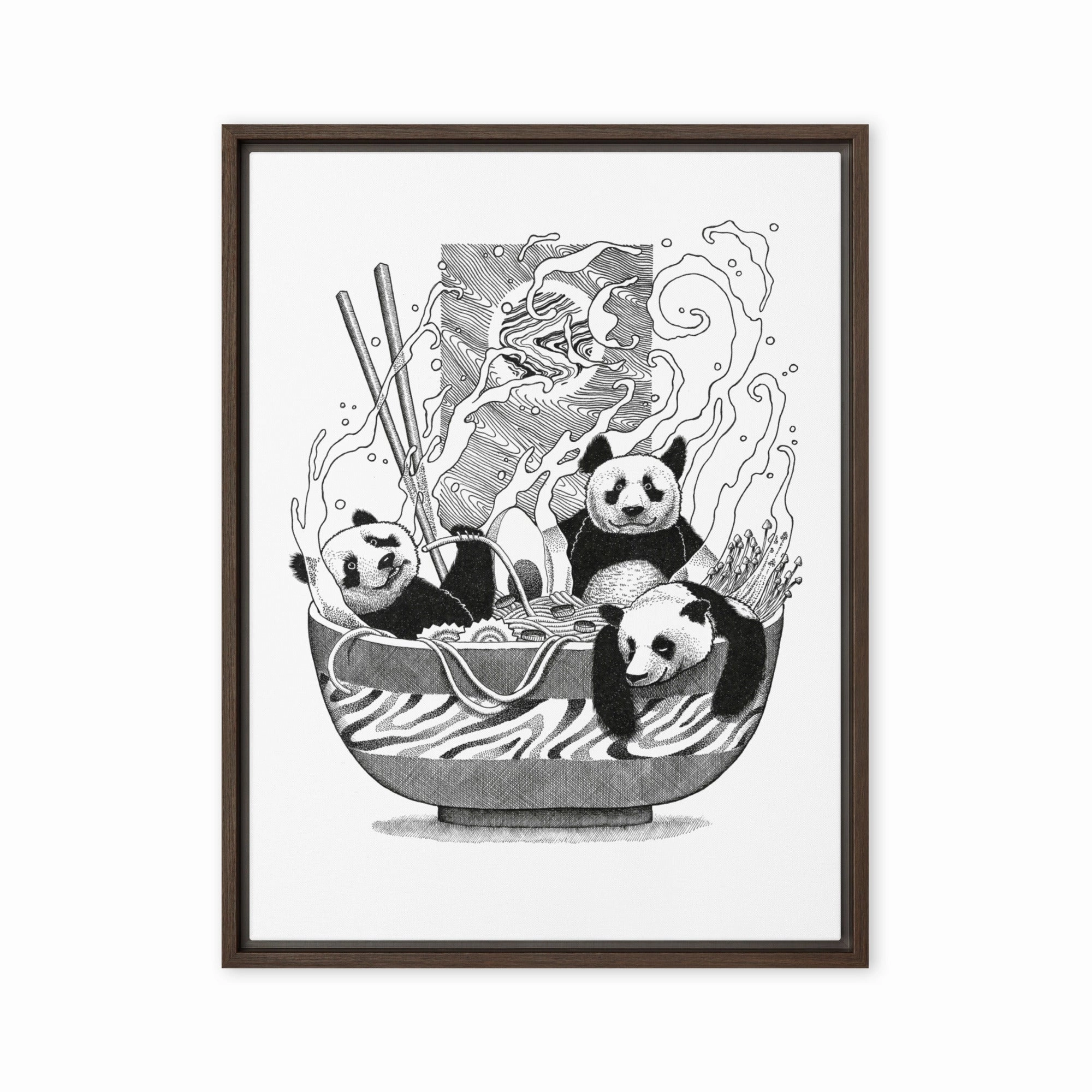 Framed Canvas - Panda Ramen canvas mural art