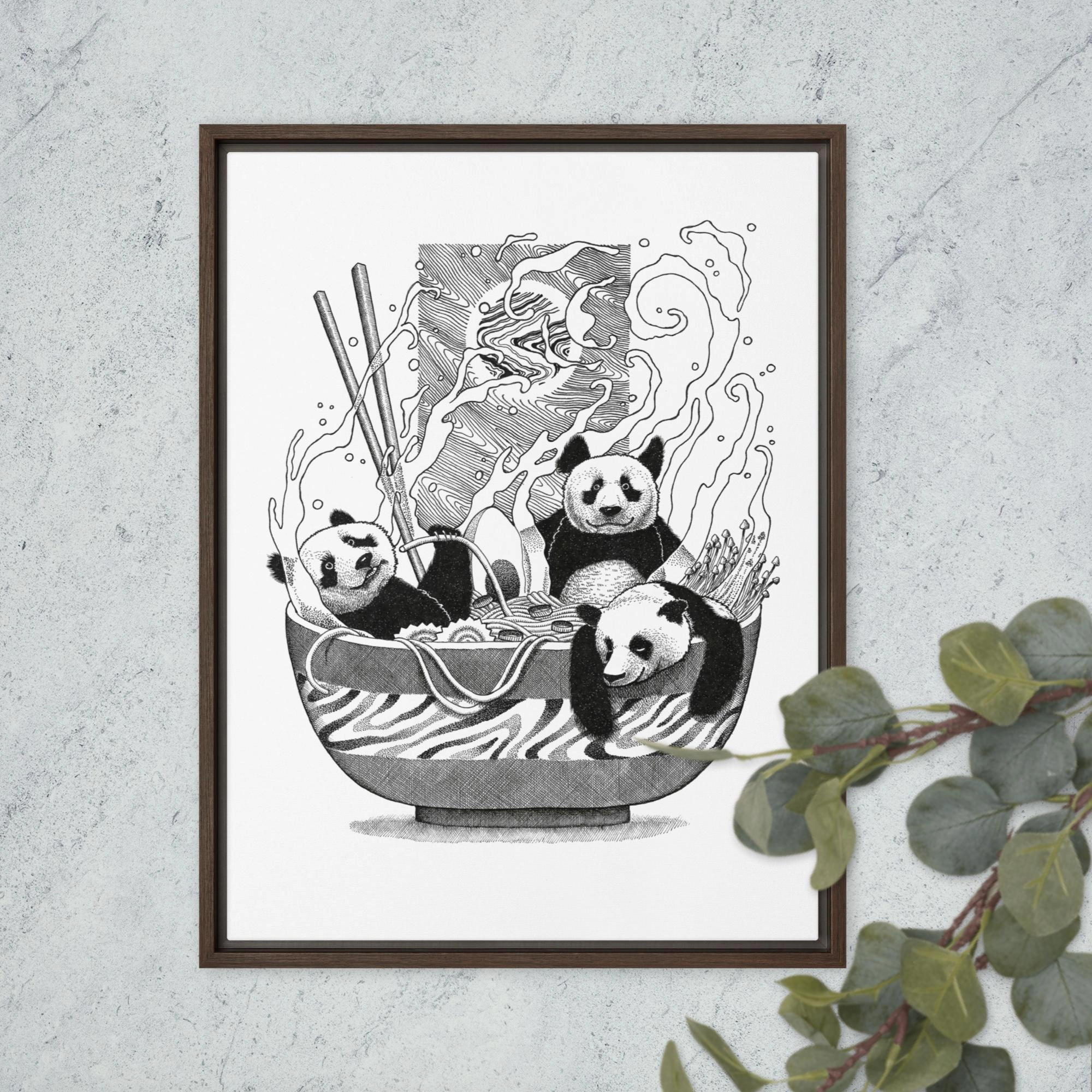 Framed Canvas - Panda Ramen