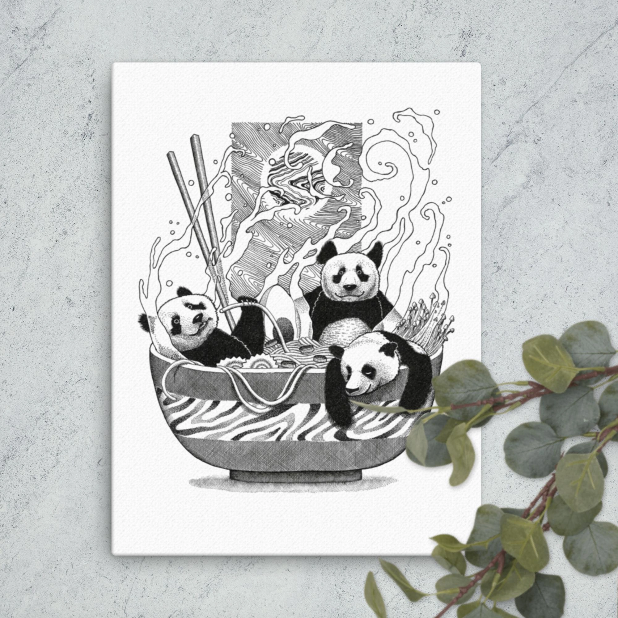 Framed Canvas - Panda Ramen