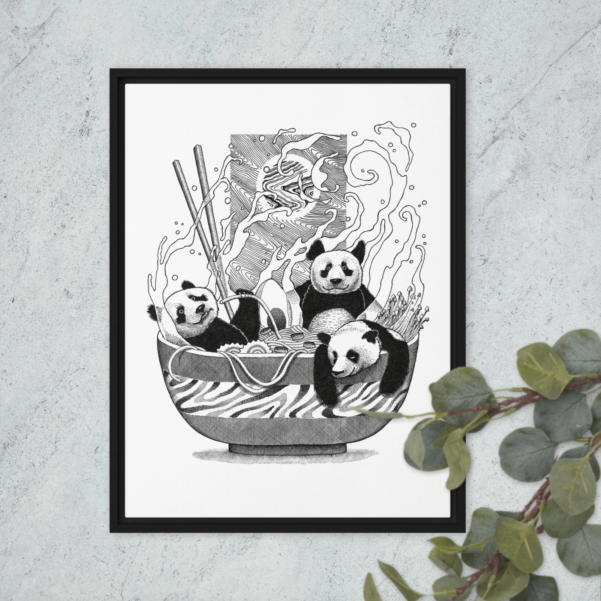 Framed Canvas - Panda Ramen