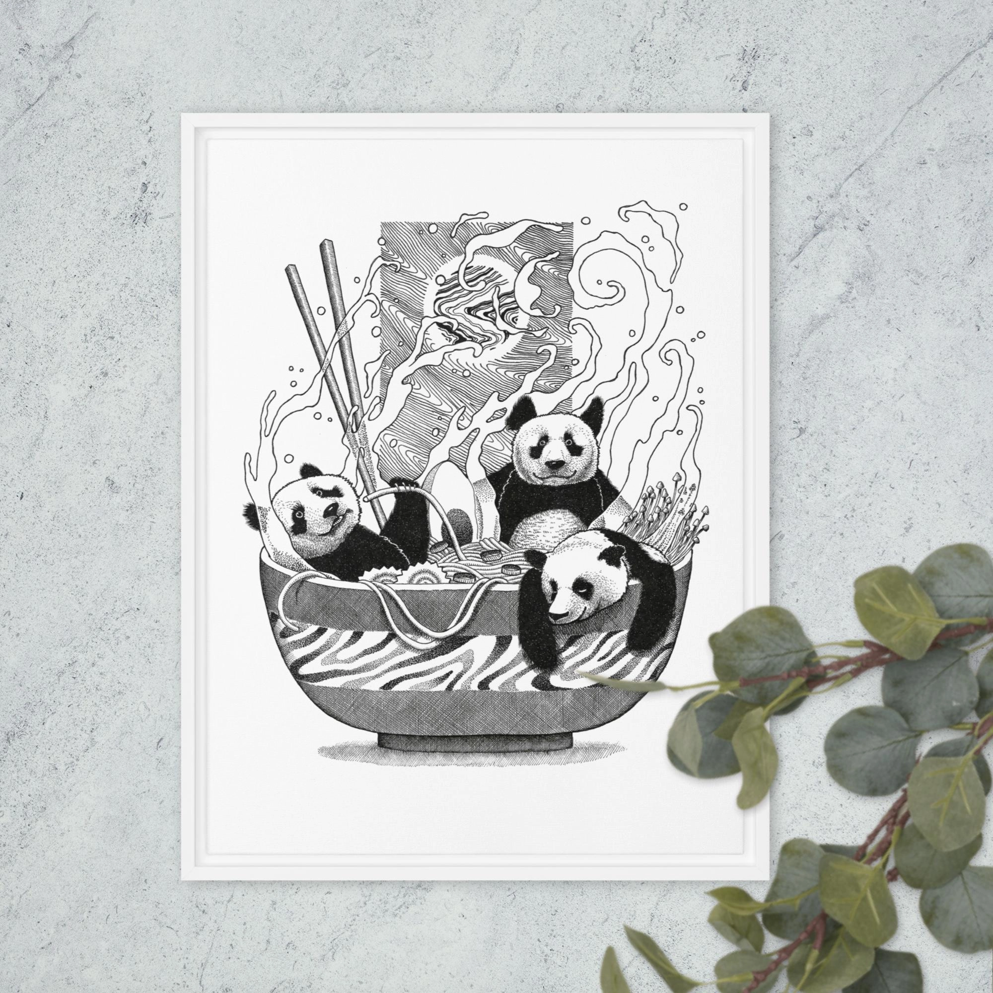 Framed Canvas - Panda Ramen