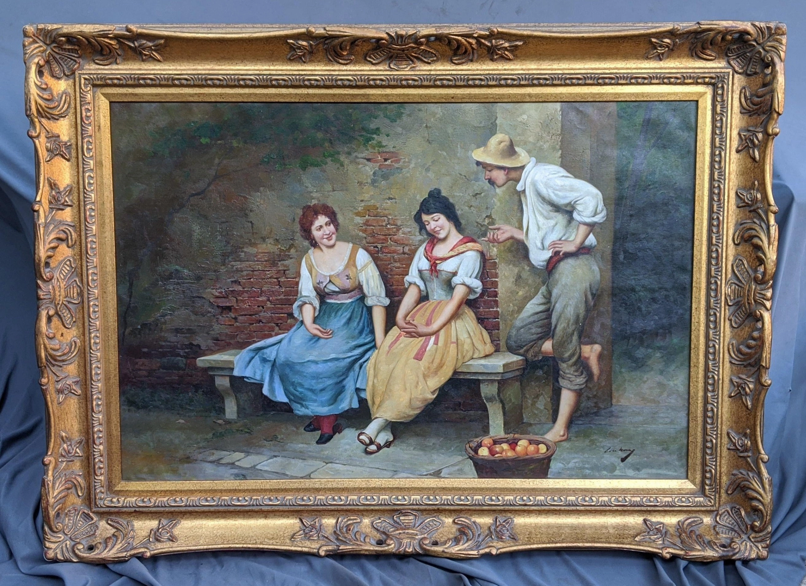 FRAMED COURTING LOVERS OIL PAINTING classic mural painting