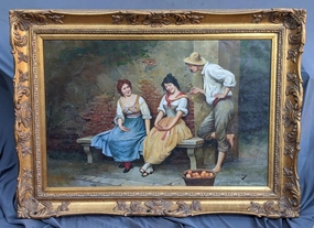 FRAMED COURTING LOVERS OIL PAINTING classic mural painting