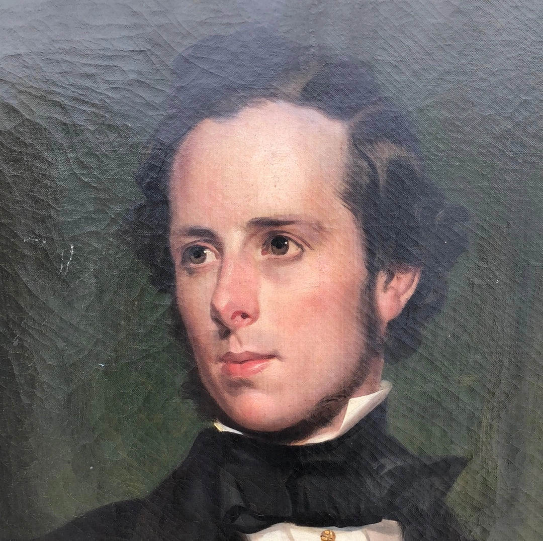 FRAMED EARLY PORTRAIT OIL PAINTING OF GENTLEMAN