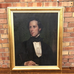 FRAMED EARLY PORTRAIT OIL PAINTING OF GENTLEMAN classic mural painting