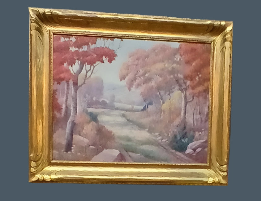 FRAMED FALL SYLVAN OIL PAINTING SIGNED FREDRICK JARVIS TEXAS ARTIST