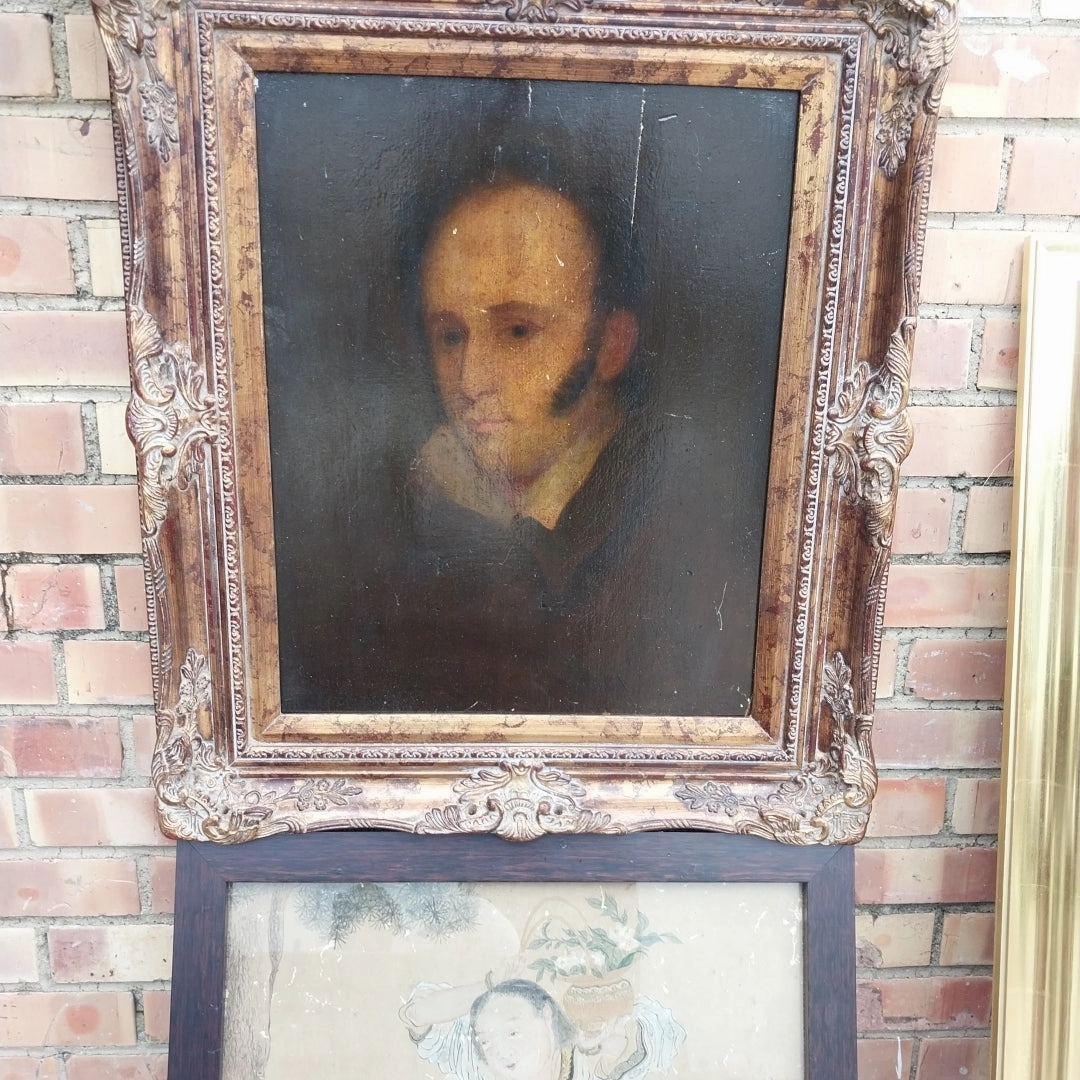 FRAMED GOTHIC PORTRAIT OF A MAN OIL PAINTING classic mural painting