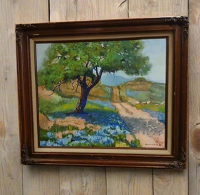 FRAMED IMPRESSIONIST BLUEBONNET LANDSCAPE OIL PAINTING SIGNED CONDON 1981-COPY 1982 classic mural painting