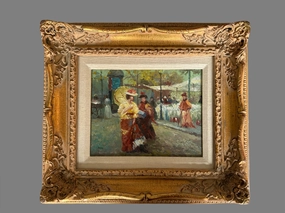 FRAMED IMPRESSIONIST LADIES STROLLING OIL PAINTING classic mural painting