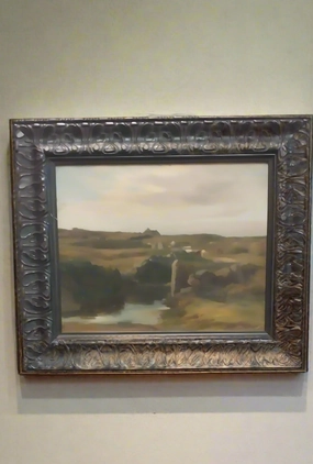 FRAMED IMPRESSIONIST LANDSCAPE OIL PAINTING WITH HOUSE AND ROCKS classic mural painting