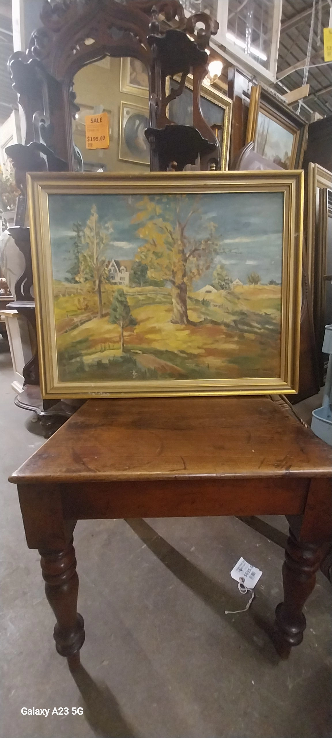 FRAMED IMPRESSIONIST OIL PAINTING OF A YELLOW TREE