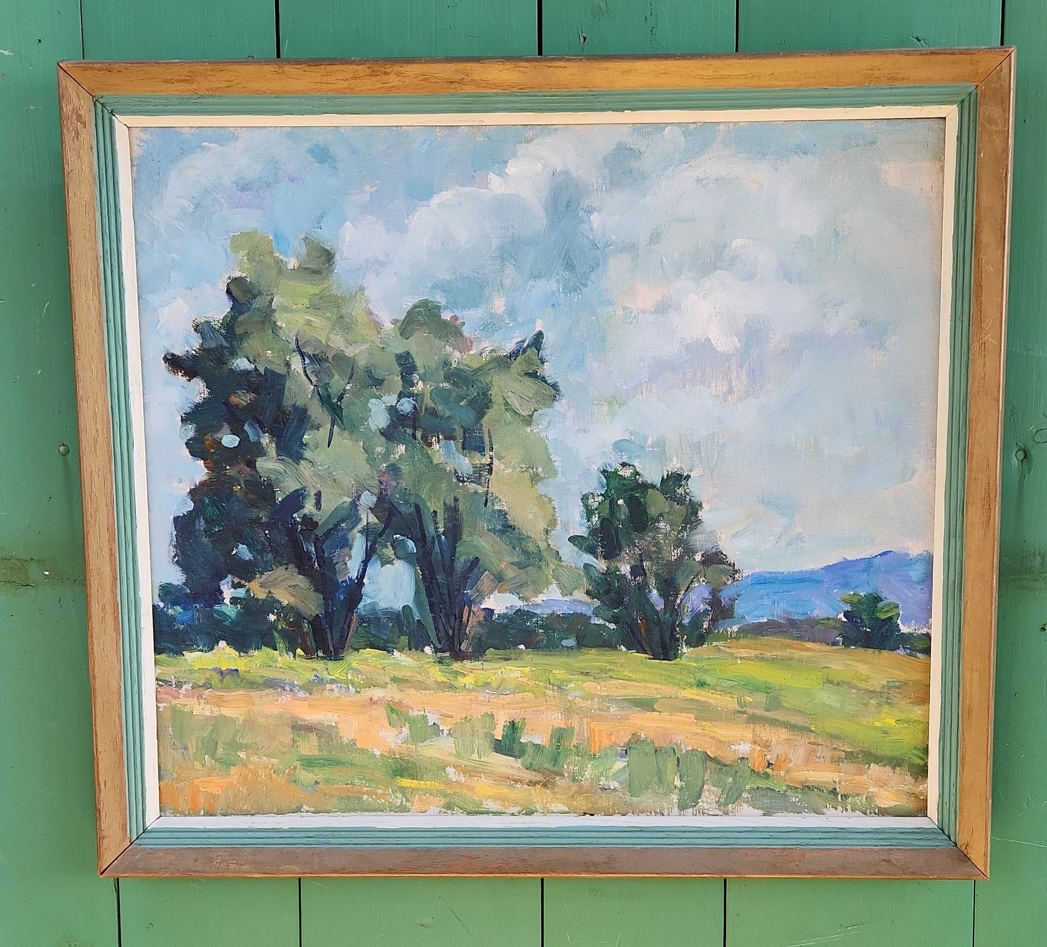 FRAMED IMPRESSIONIST OIL PAINTING OF TREES IN A FIELD classic mural painting