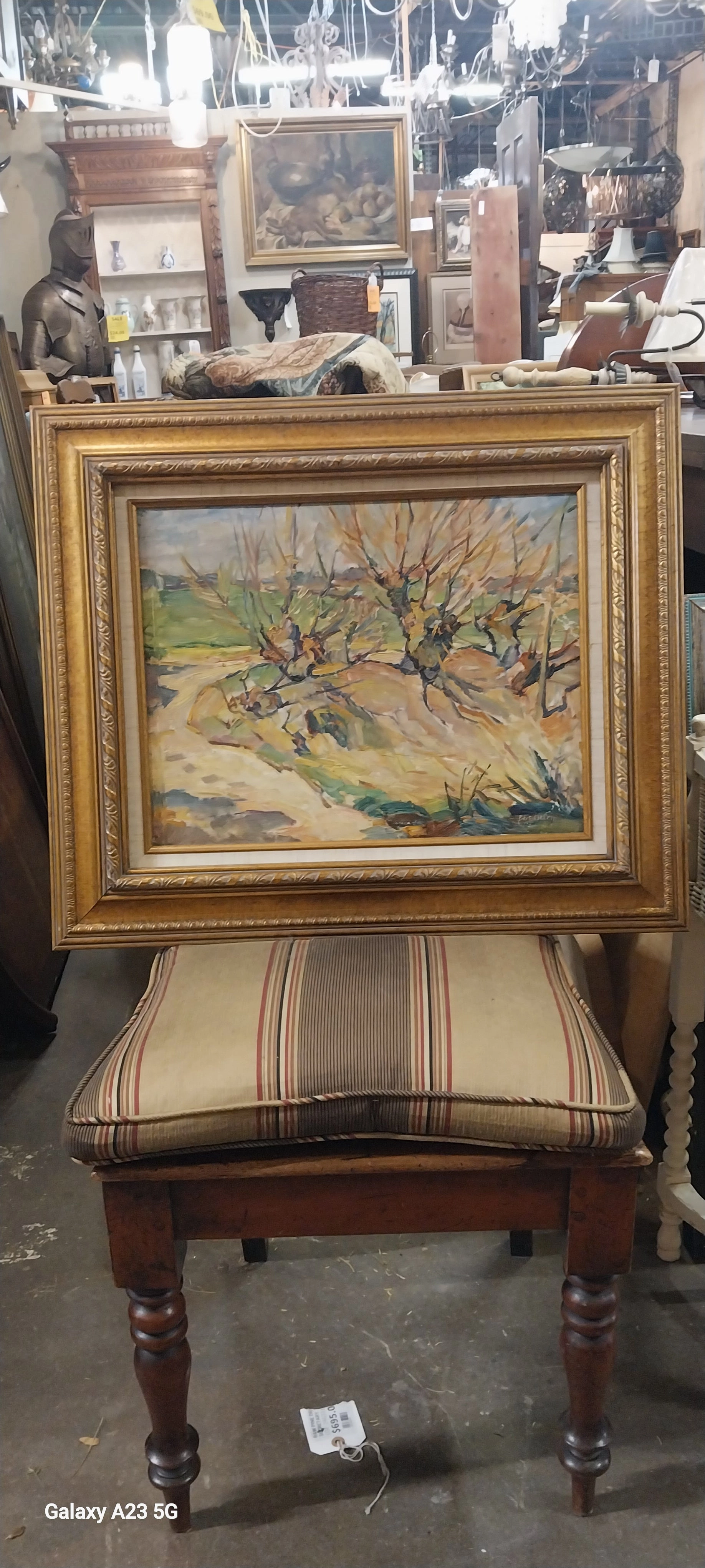 FRAMED IMPRESSIONIST OIL PAINTING OF TREES