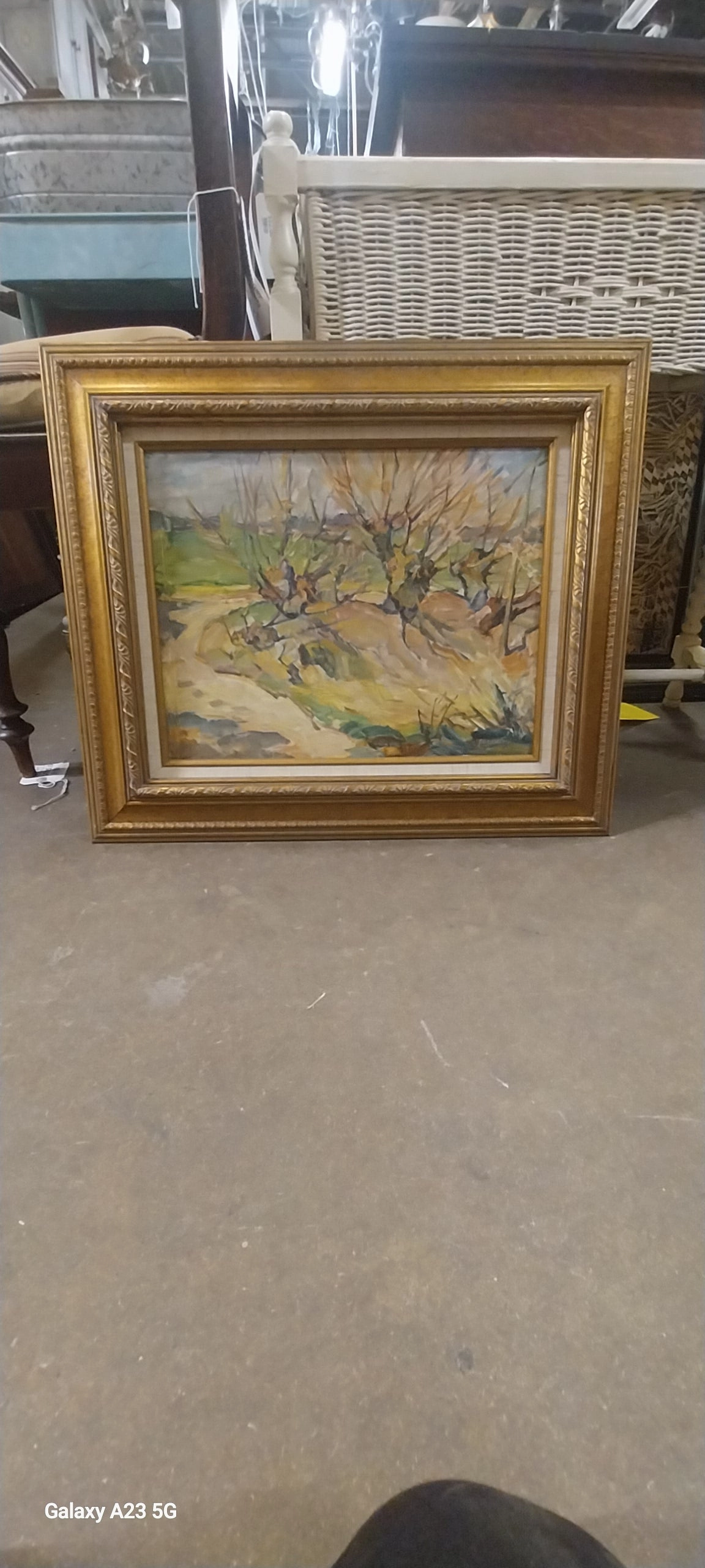 FRAMED IMPRESSIONIST OIL PAINTING OF TREES