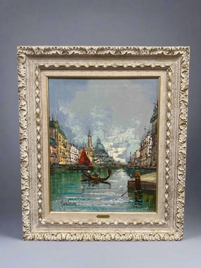 FRAMED IMPRESSIONIST OIL PAINTING OF VENICE classic mural painting