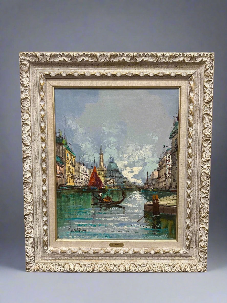 FRAMED IMPRESSIONIST OIL PAINTING OF VENICE classic mural painting