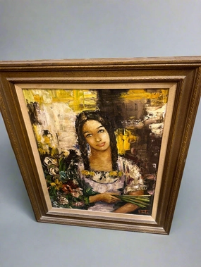 FRAMED ITALIAN IMPRESSIONIST LADY PORTRAIT OIL PAINTING classic mural painting