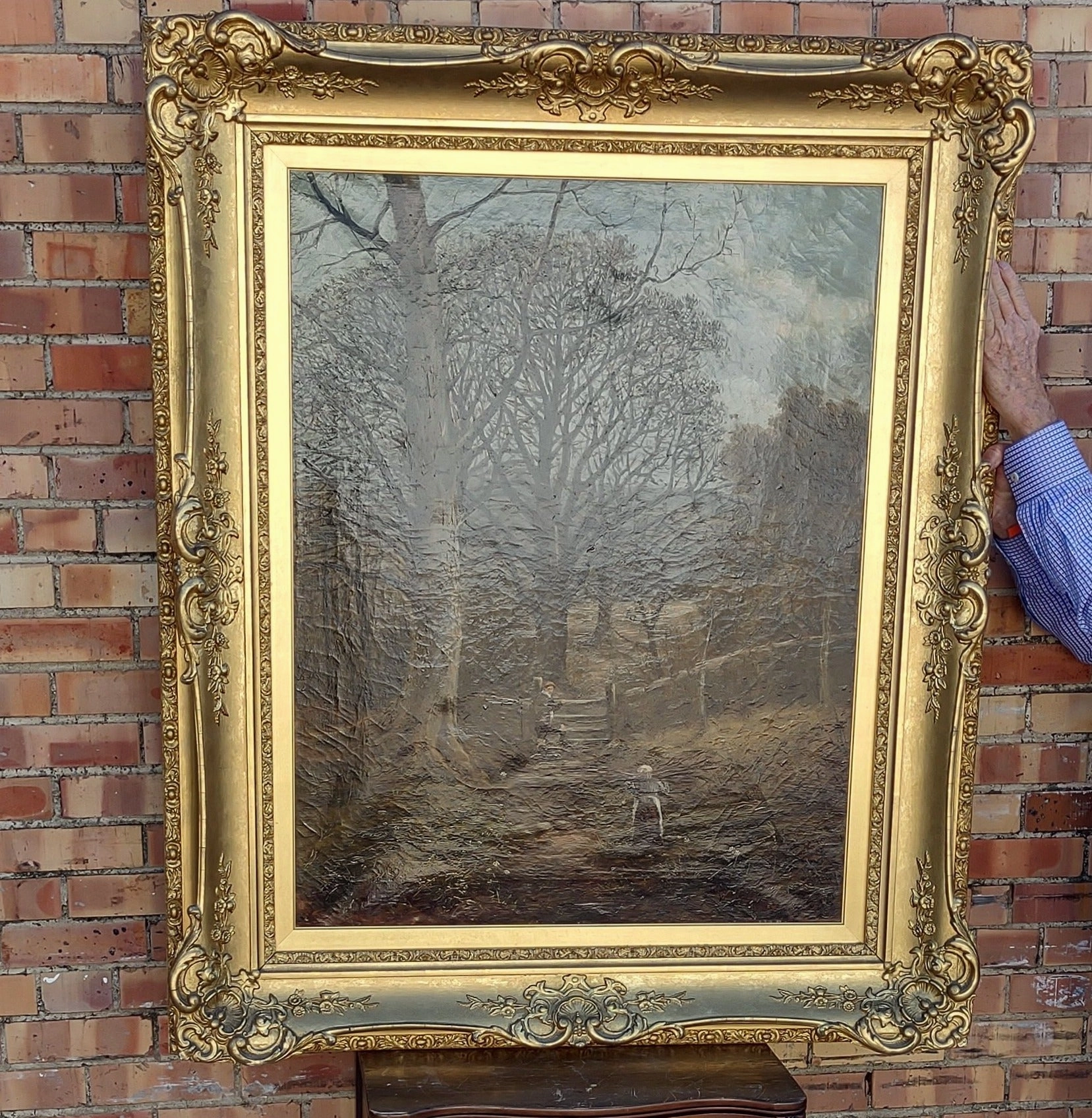 FRAMED LANDSCAPE OIL PAINTING "AUTUMN"  SIGNED JAMES STUART 1869