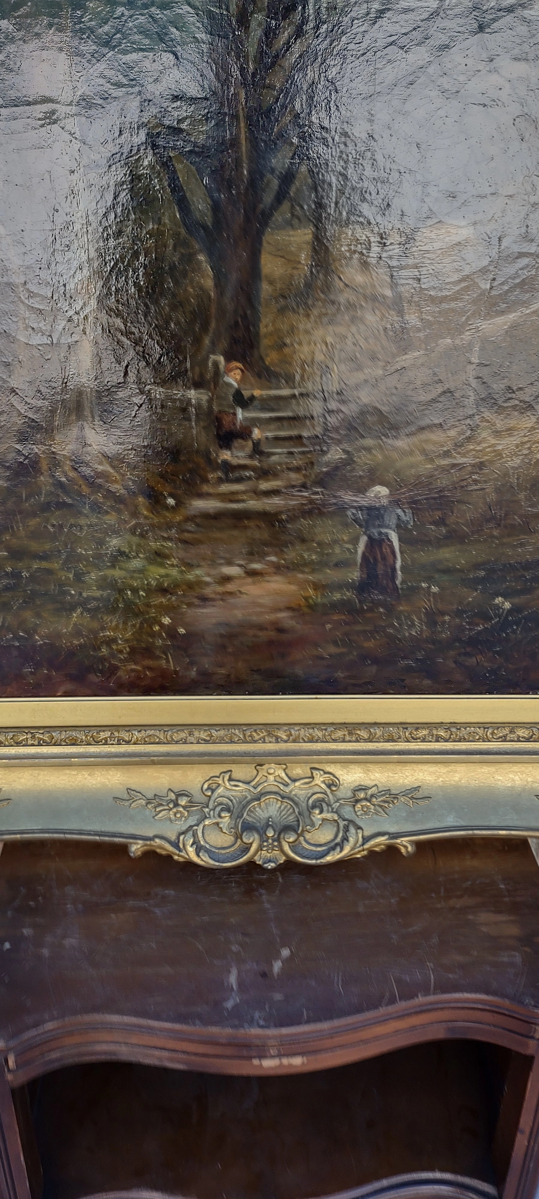 FRAMED LANDSCAPE OIL PAINTING "AUTUMN"  SIGNED JAMES STUART 1869