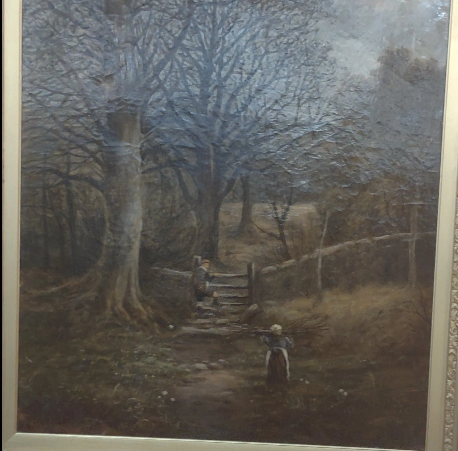 FRAMED LANDSCAPE OIL PAINTING "AUTUMN"  SIGNED JAMES STUART 1869