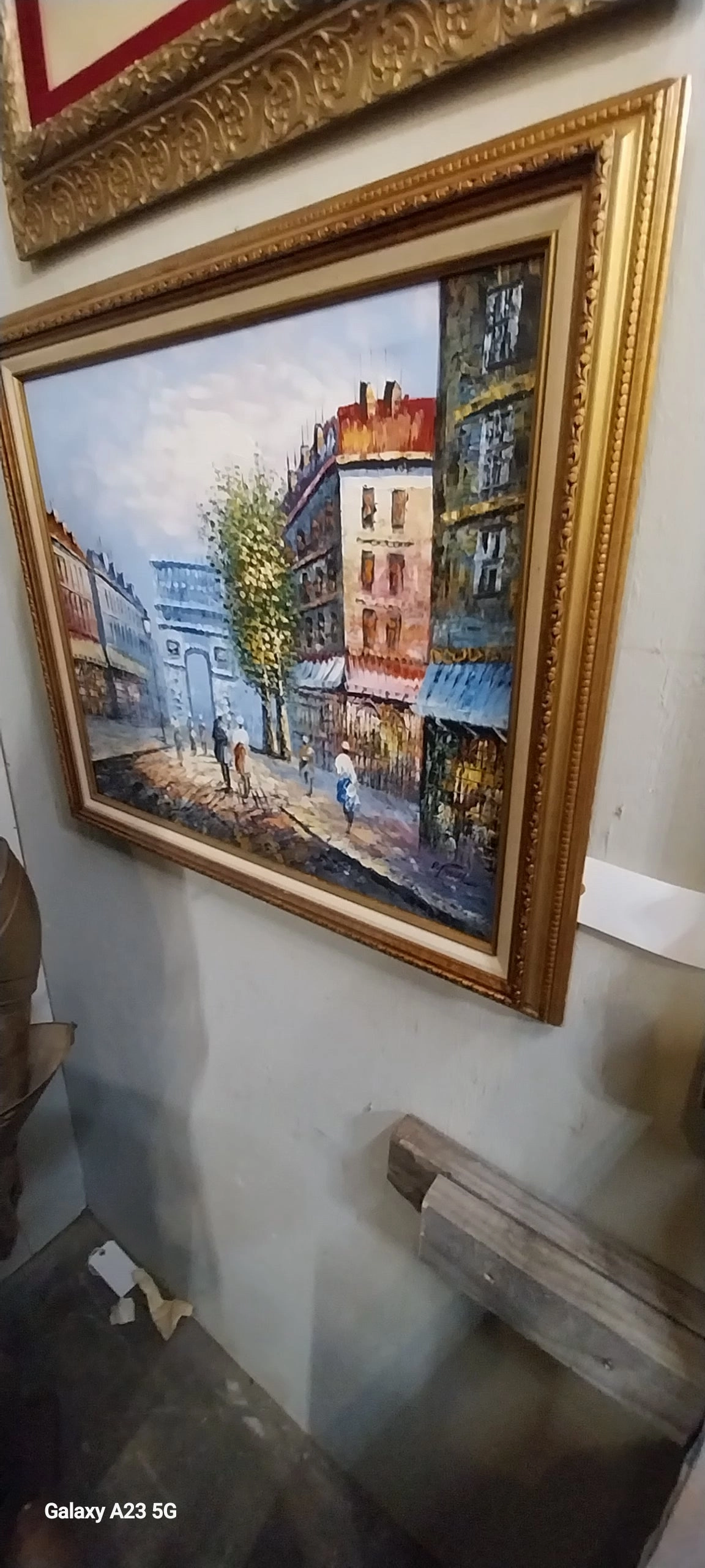 FRAMED MID CENTURY CITY SCAPE OIL PAINTING