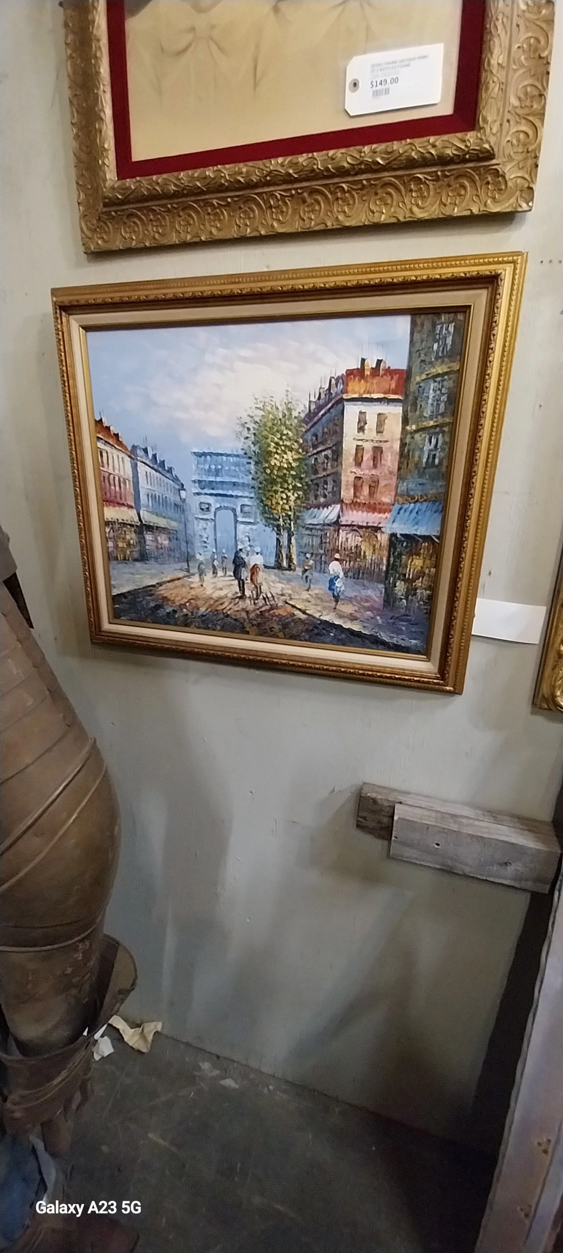 FRAMED MID CENTURY CITY SCAPE OIL PAINTING